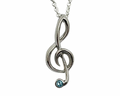 Charity Clef Pendant with Blue Topaz - Silver