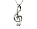 Charity Clef Pendant with Diamond - White Gold