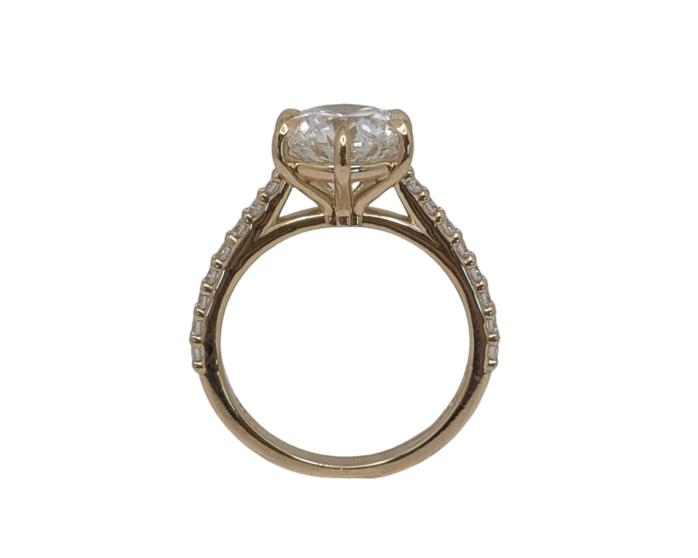 3.36ct Lab Grown Diamond Ring in 6 Prong Setting - Yellow Gold