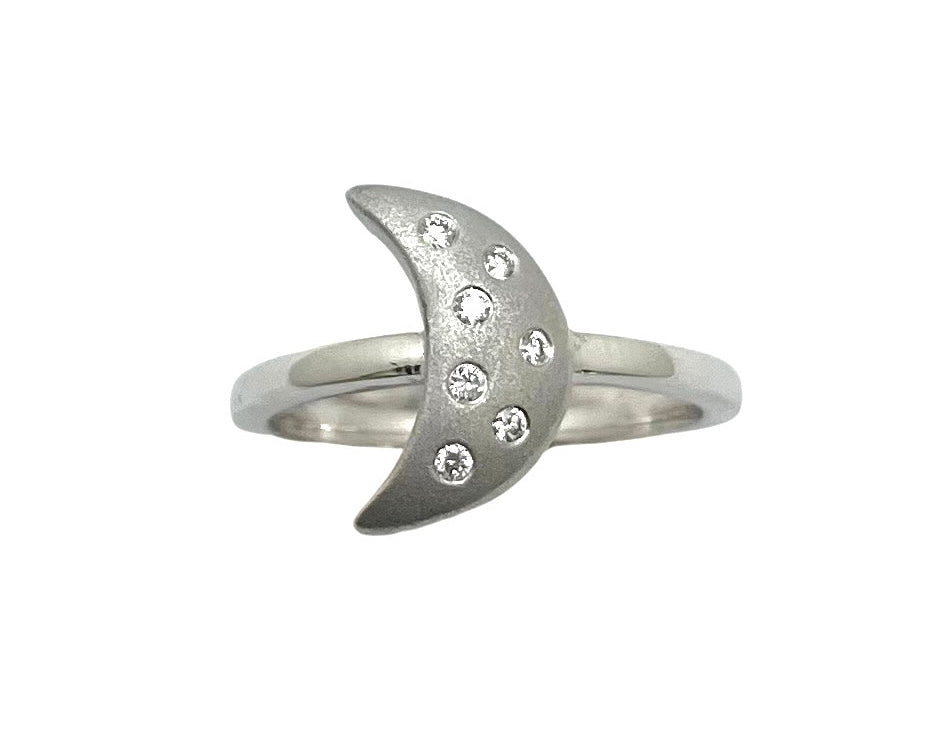 Moonlight Ring with Diamonds - White Gold