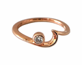 Wave Seeker Ring with Bezel Set Diamond - Rose Gold