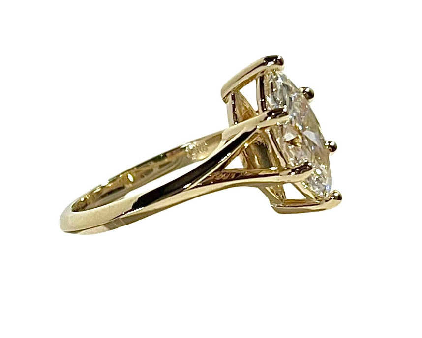 1.54ct Marquise Cut Lab Grown Diamond Ring - Yellow Gold