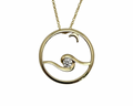 Moon Glow Pendant with Diamond Center - Yellow Gold