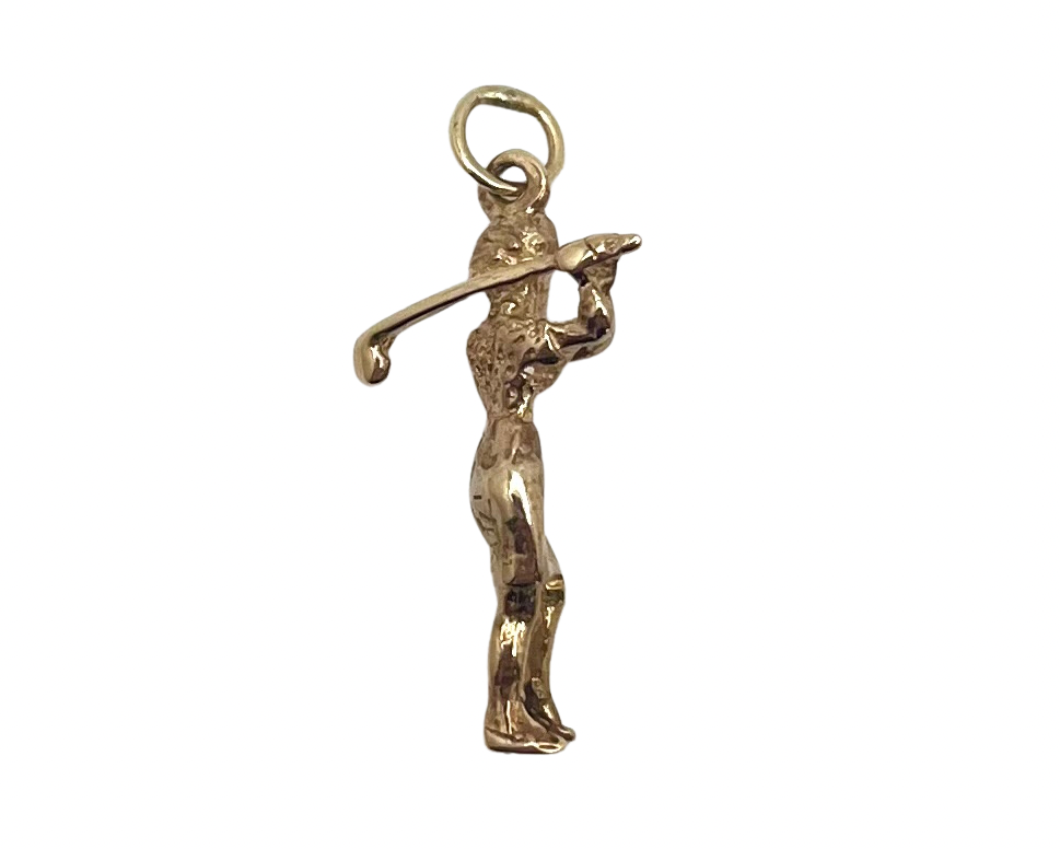 Golfer Pendant/Charm - Yellow Gold
