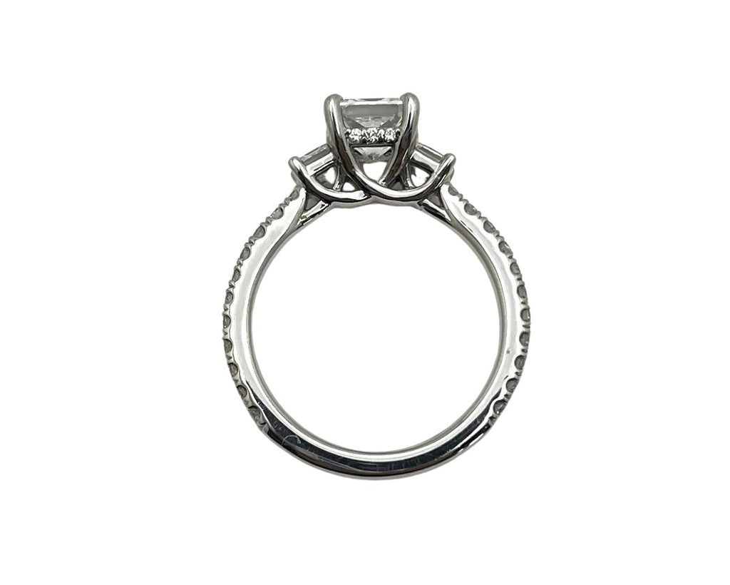 1.7ctw Princess Cut Three Stone Ring with Diamond Accents - Platinum
