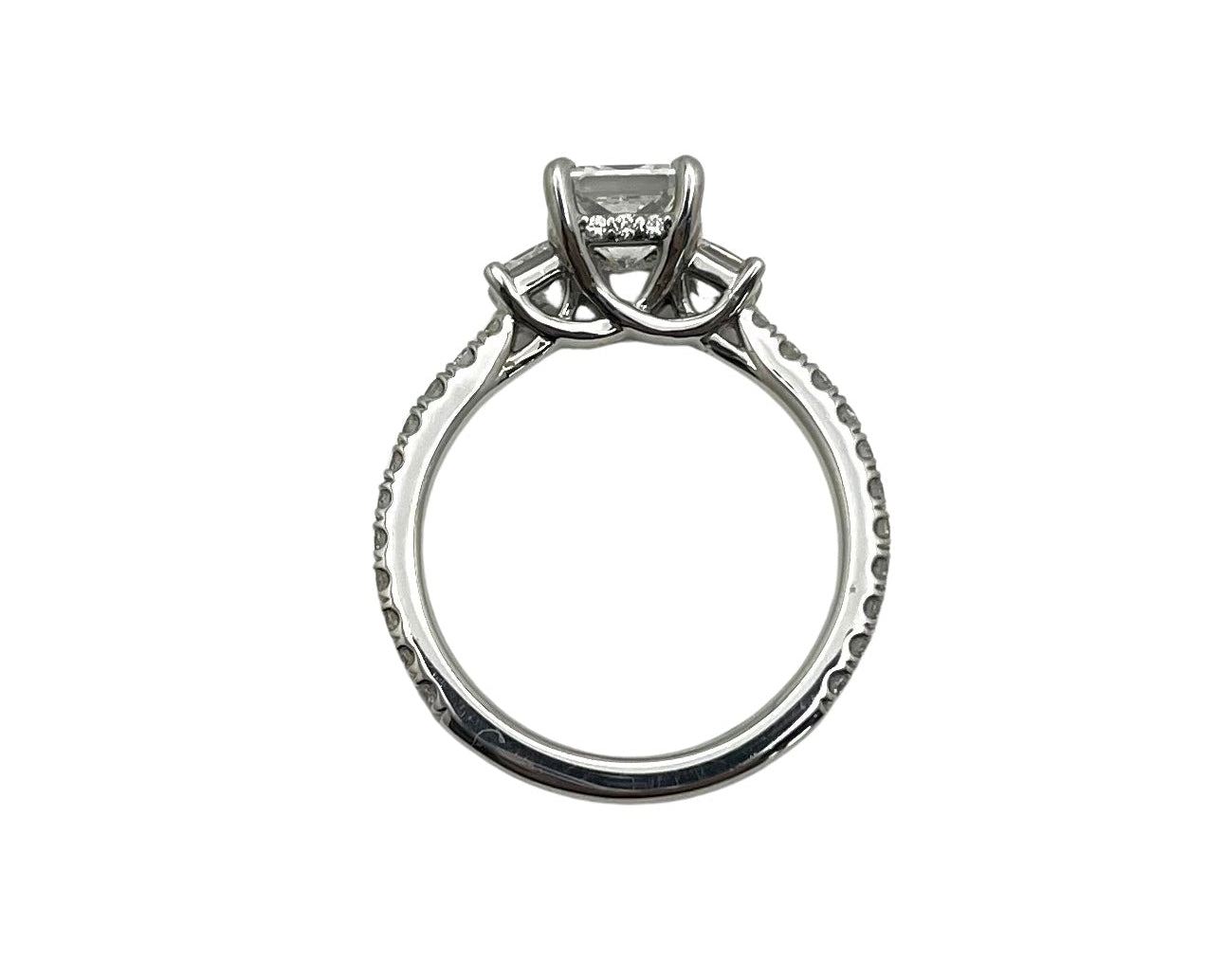 1.7ctw Princess Cut Three Stone Ring with Diamond Accents - Platinum