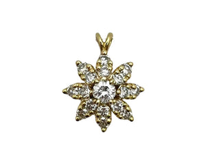 Floral Starburst Diamond Pendant - Yellow Gold