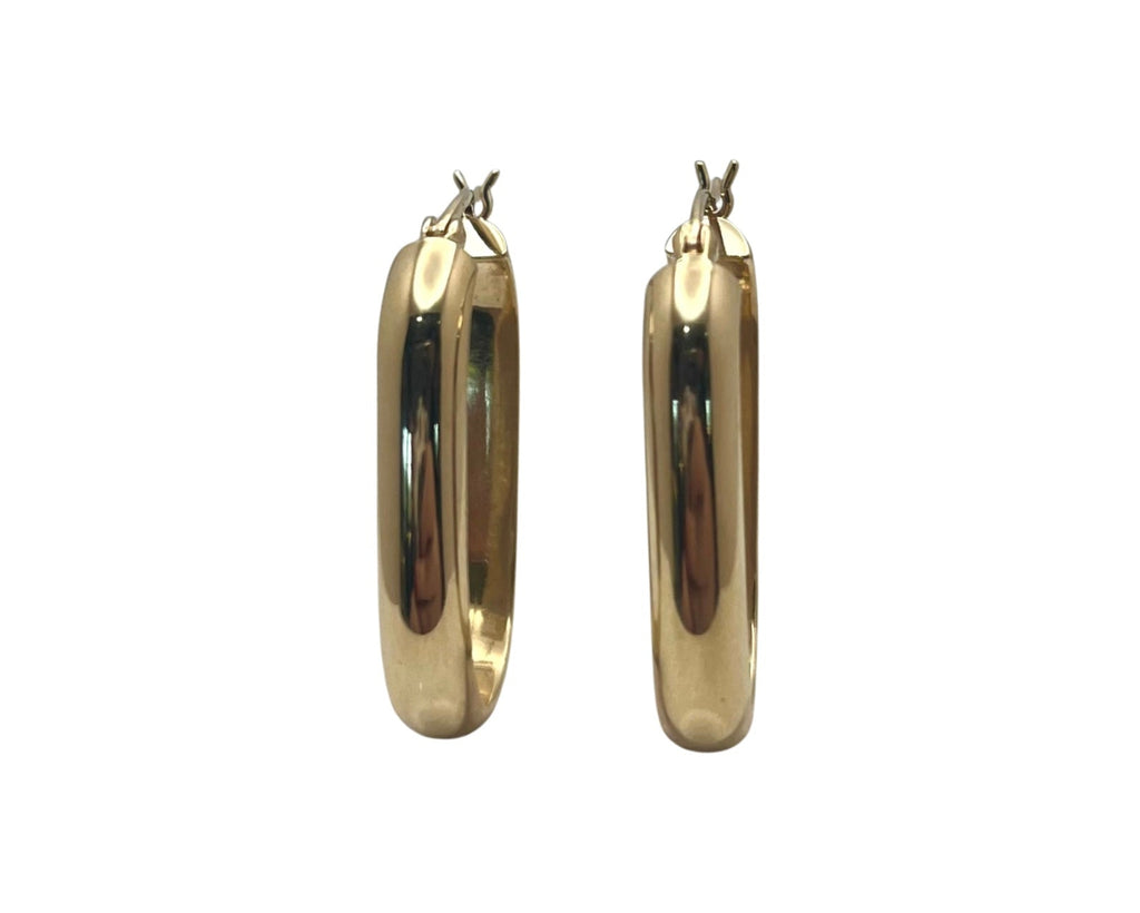 Oval Hoop Earrings - Yellow Gold