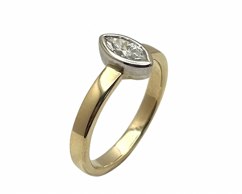 0.47ct Bezel set Marquise cut Diamond Ring - Two Tone