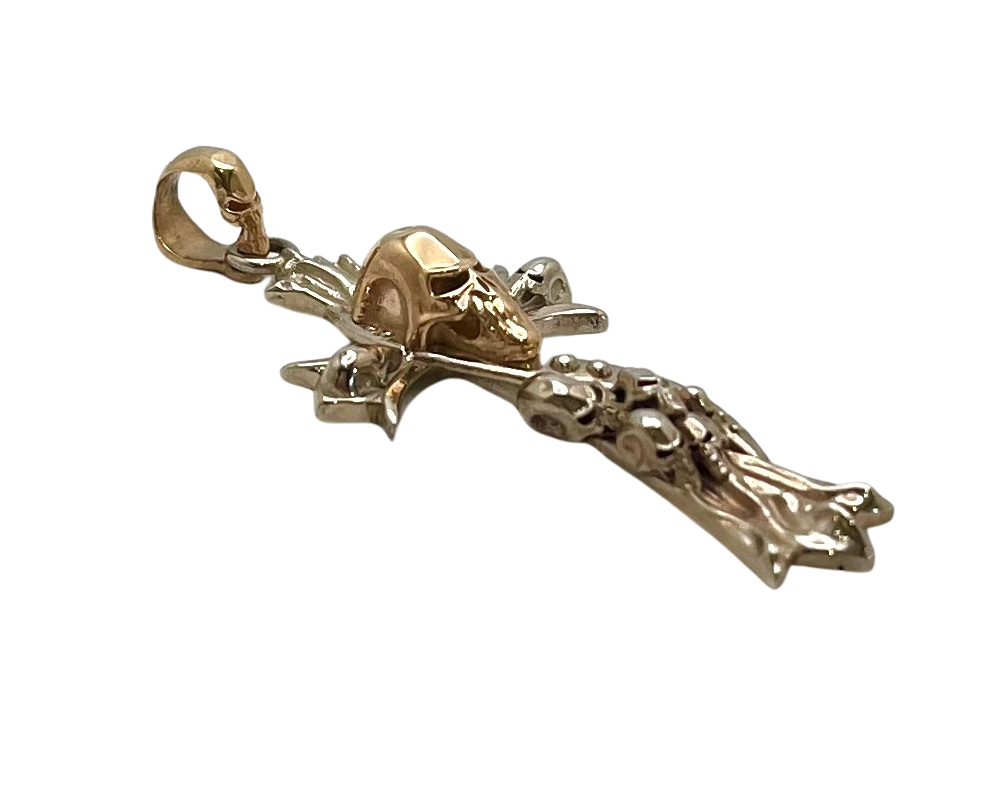 Skull Cross Pendant - Two Tone