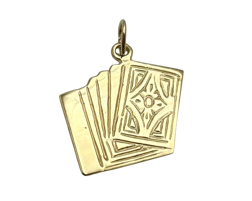 Royal Flush Cards Pendant/Charm - Yellow Gold