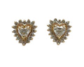Diamond Heart Earrings with Diamond Halo - Yellow Gold