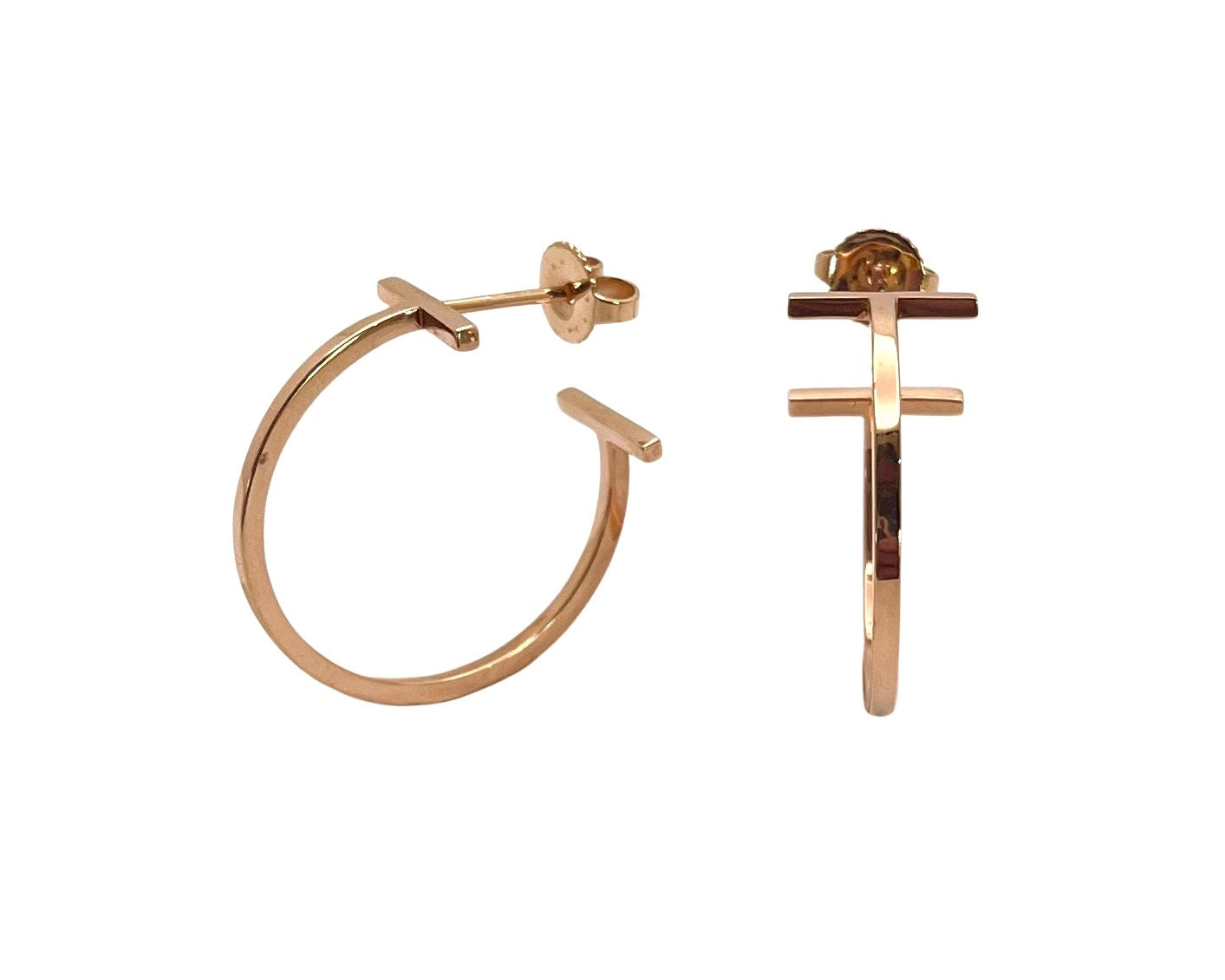 Tiffany & Co T Hoop Earrings - Rose Gold