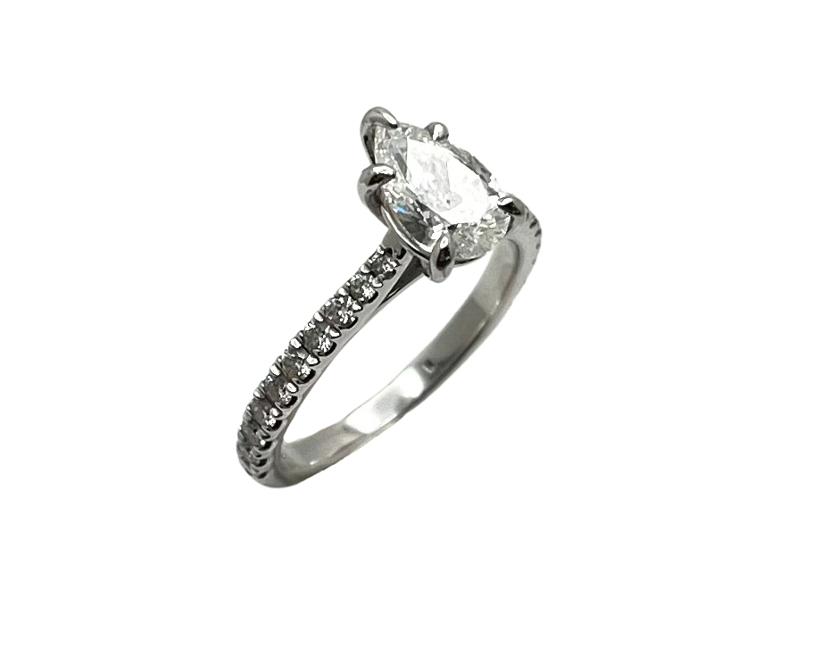 1.03ct Diamond Ring with Diamond Accented Shank - White Gold