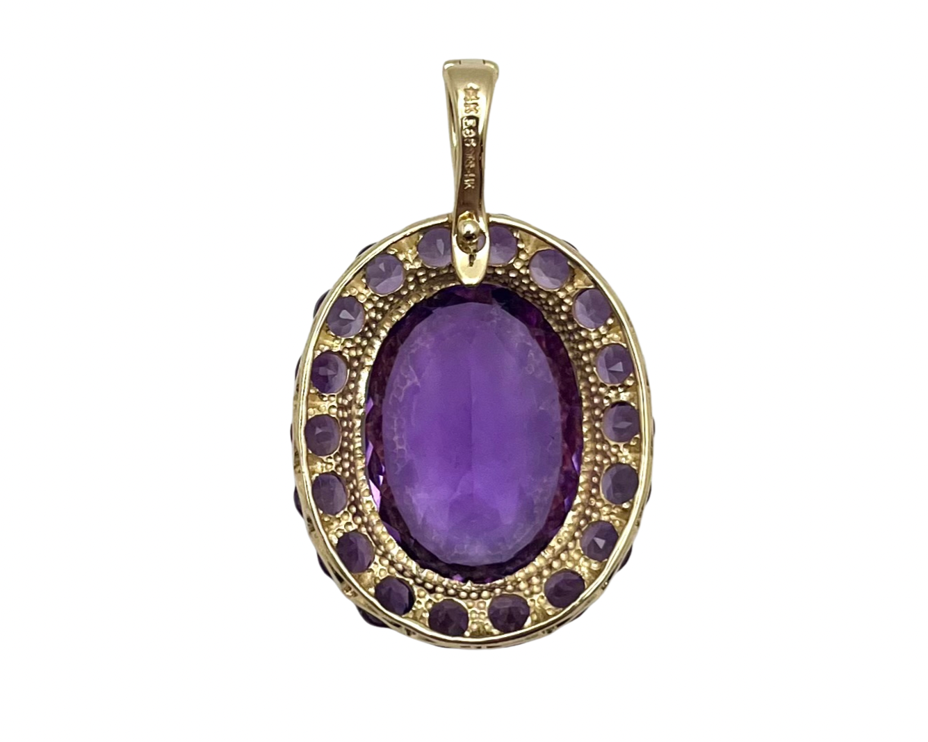 Amethyst Halo Pendant - Yellow Gold