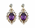 Victorian Era Amethyst Dangle Earrings - Two Tone