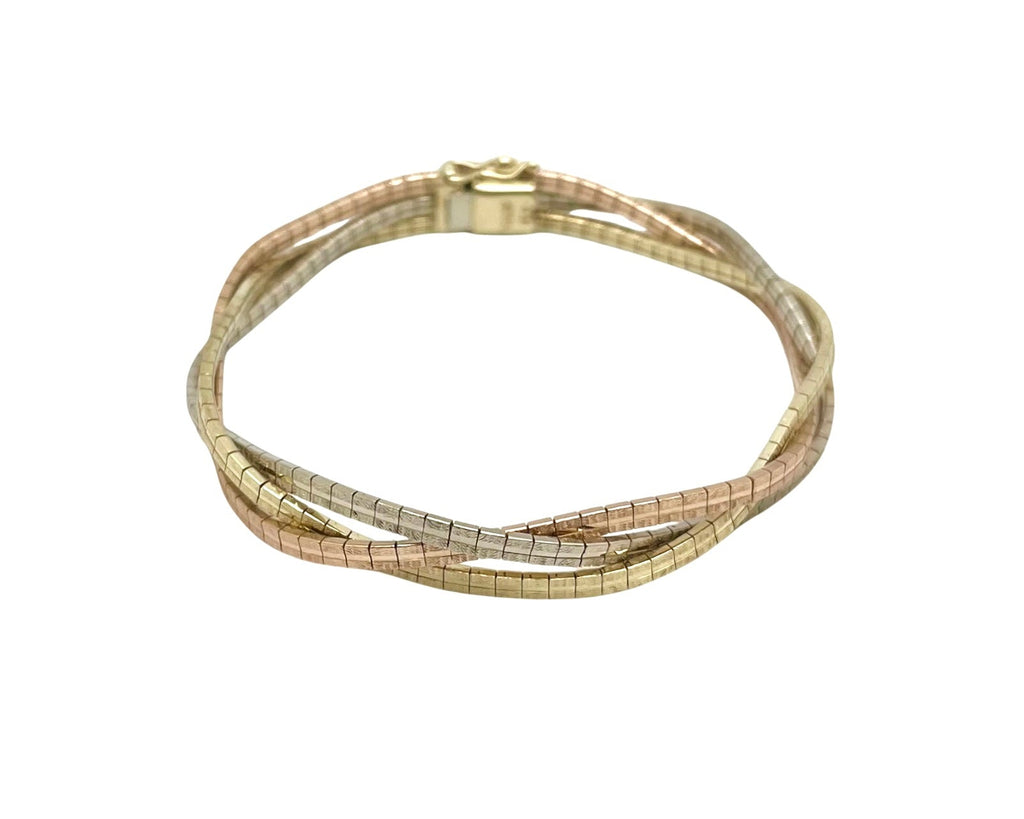 Braided Omega Style Bracelet - Three Tone