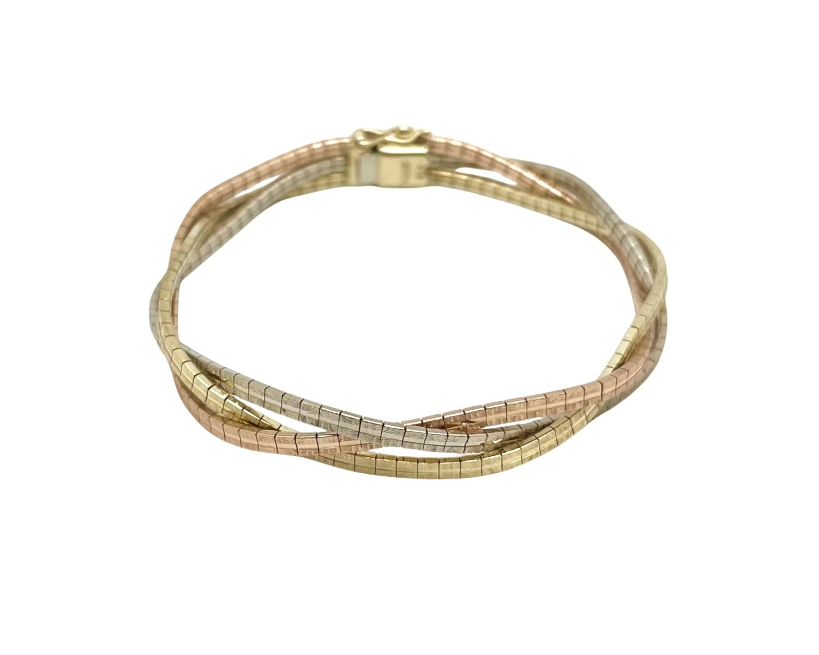 Braided Omega Style Bracelet - Three Tone