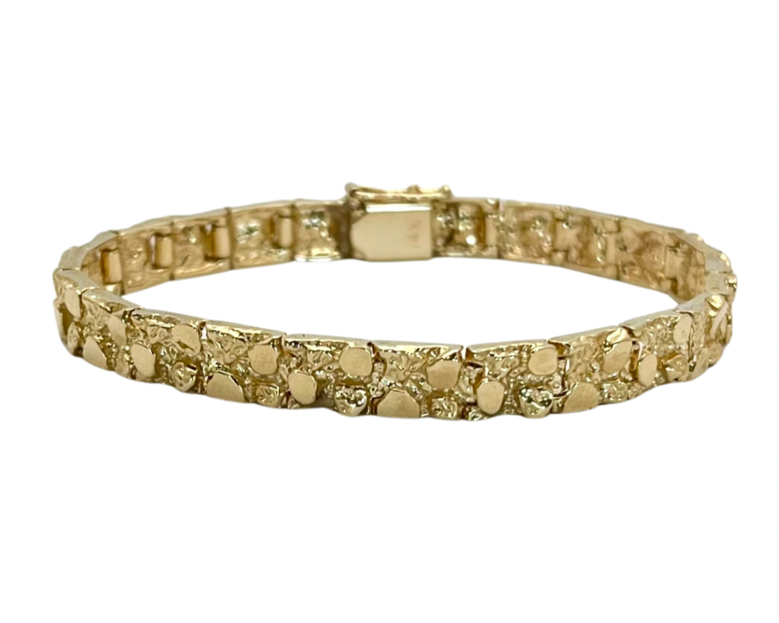 Gold Nugget Patterned Bracelet - Yellow Gold