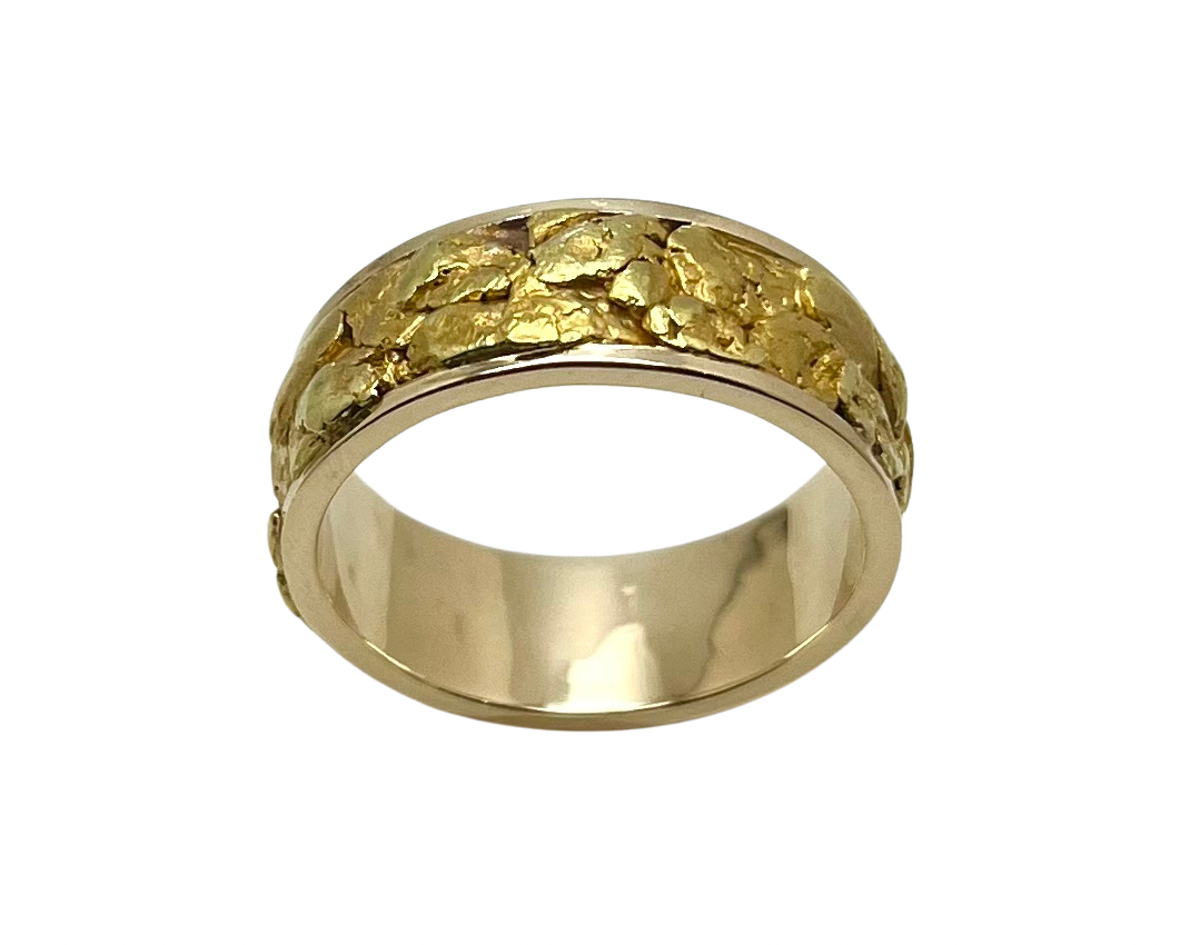 Gold Nugget Inlaid Band - Yellow Gold