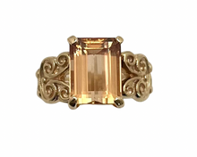 Load image into Gallery viewer, Emerald Cut Golden Topaz Ring - Yellow Gold
