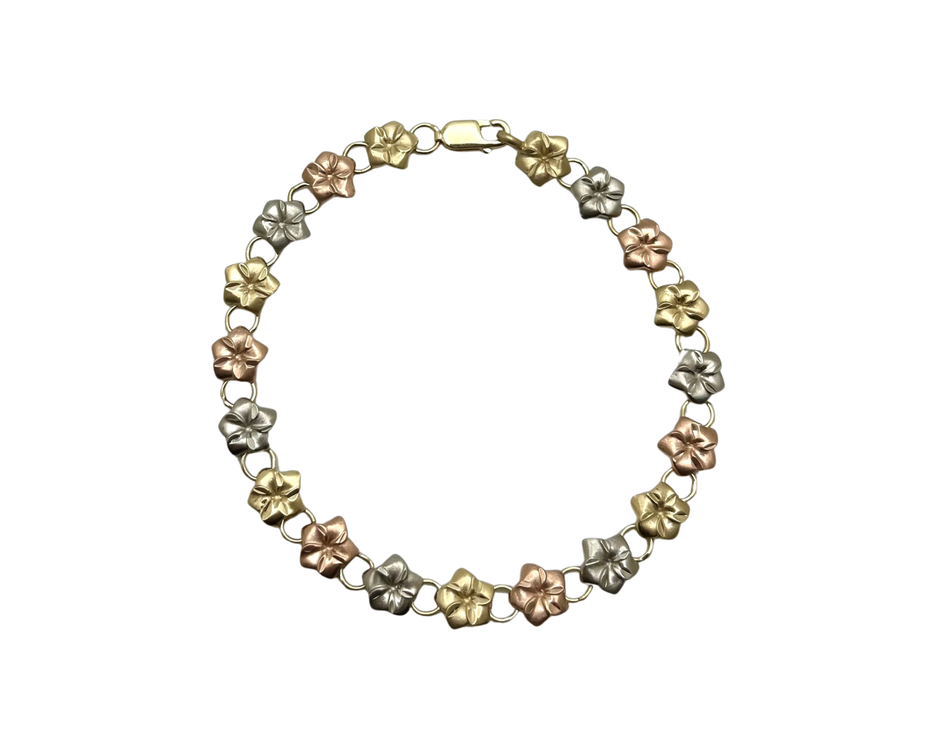 Plumeria Bracelet with Satin Finish - Three Toned