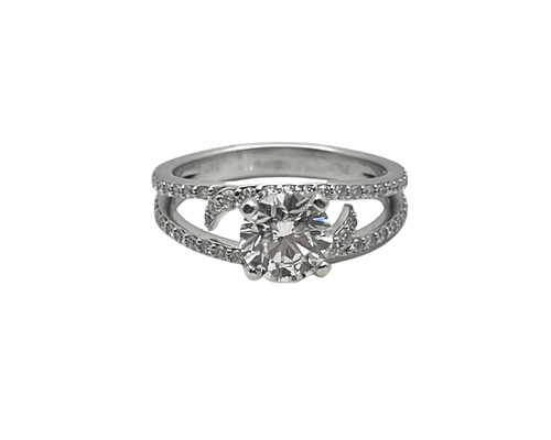 1.22ct Diamond Ring with Accented Split Shank - White Gold