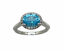 Load image into Gallery viewer, Blue Topaz Ring with Diamond Accents - White Gold
