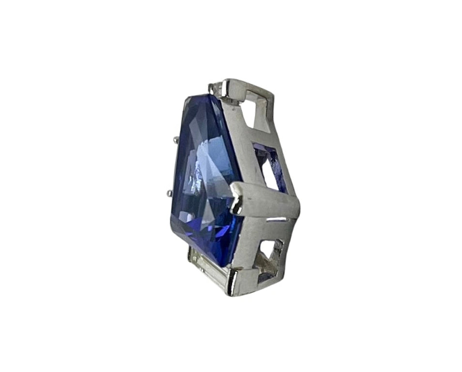 Contemporary Tanzanite Pendant with Diamond Accents - Platinum