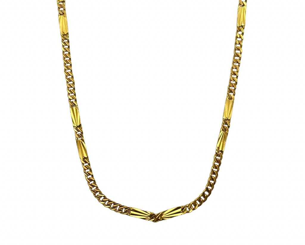 Flat Curb and Fancy Link Chain - Yellow Gold