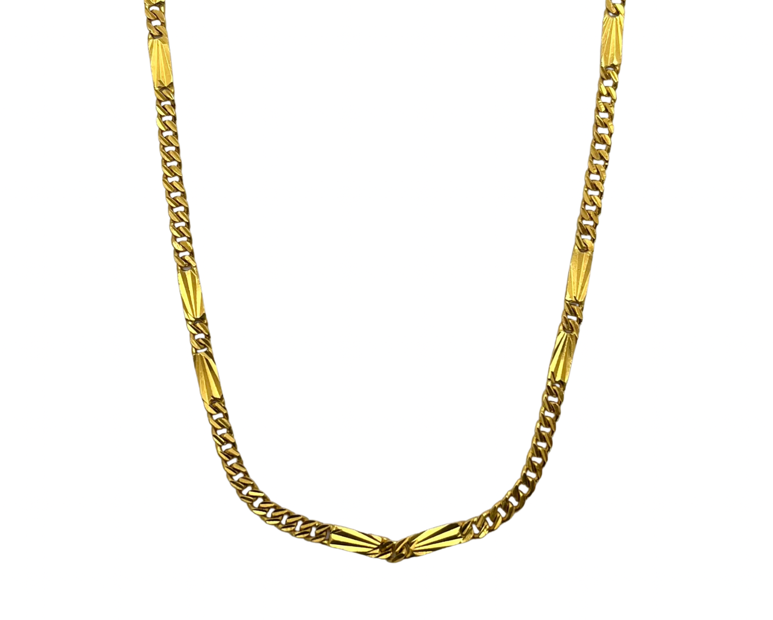 Flat Curb and Fancy Link Chain - Yellow Gold