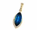 Marquise London Blue Topaz Pendant with Diamond Accents - Yellow Gold