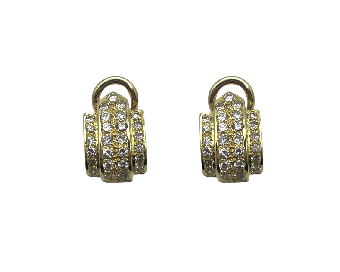 Pave Diamond Earrings - Yellow Gold