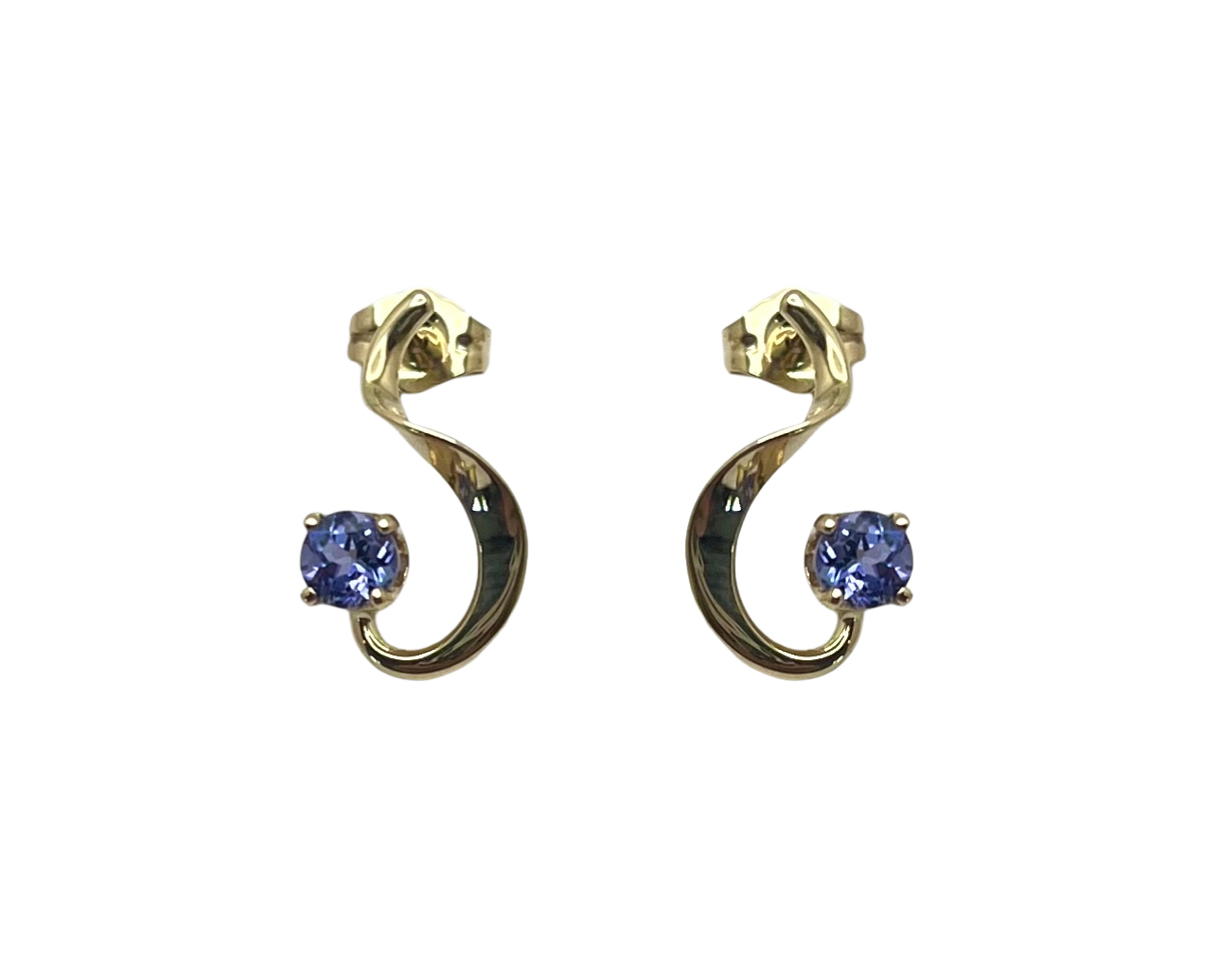 Tanzanite Grace Note Earrings - Yellow Gold