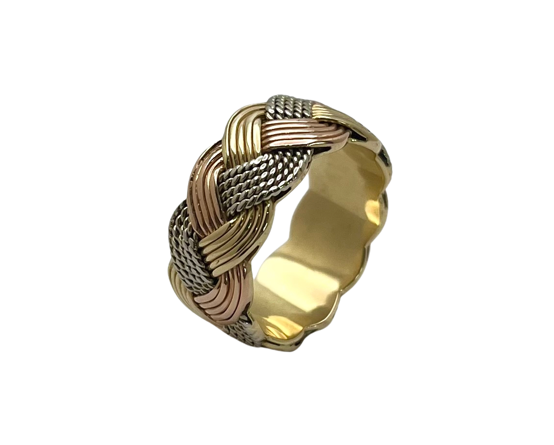 1987 Braided Pattern Ring - Three Tone