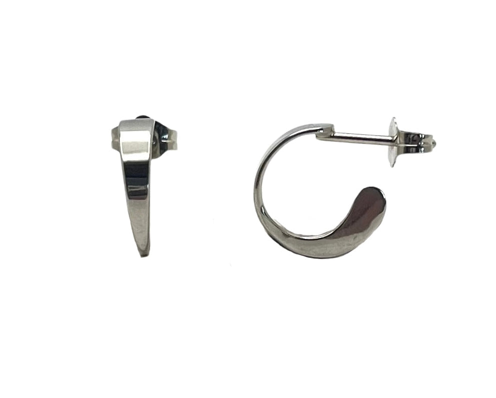 Hoop Stud Earrings - White Gold