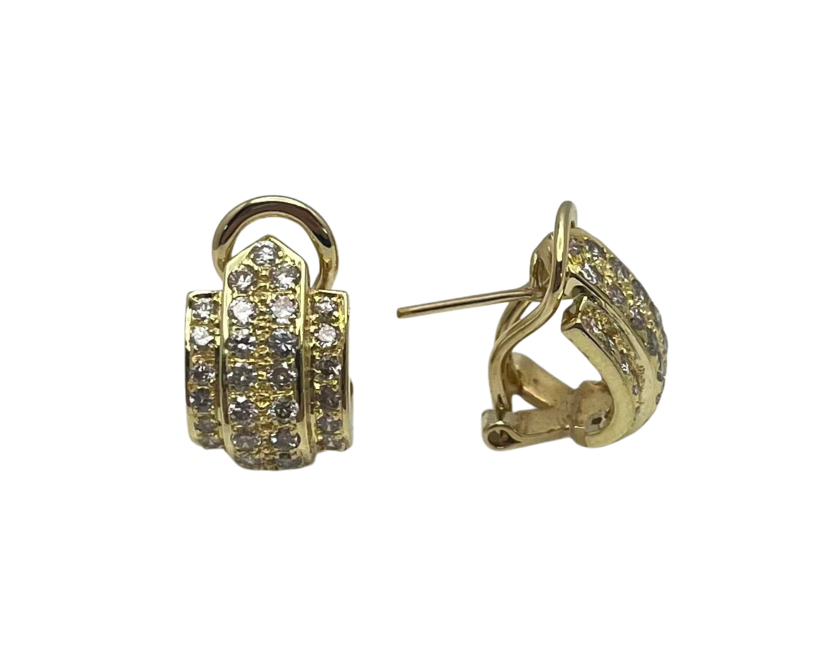 Pave Diamond Earrings - Yellow Gold