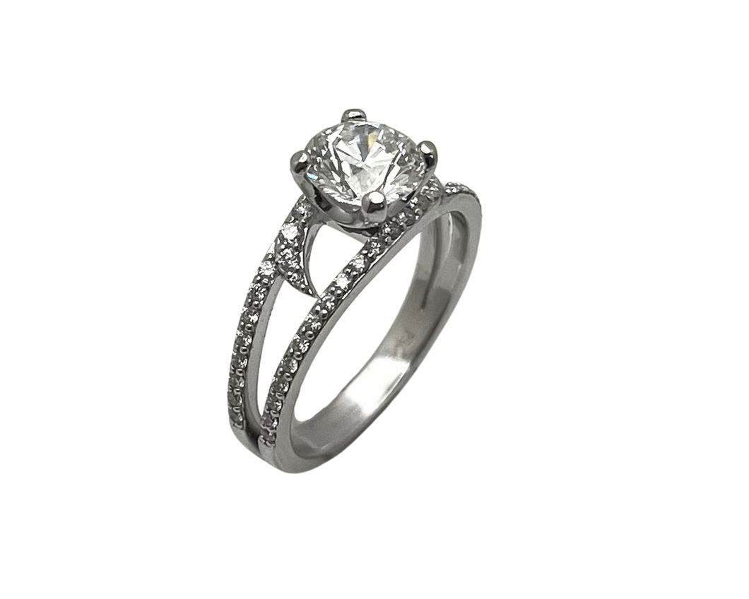 1.22ct Diamond Ring with Accented Split Shank - White Gold
