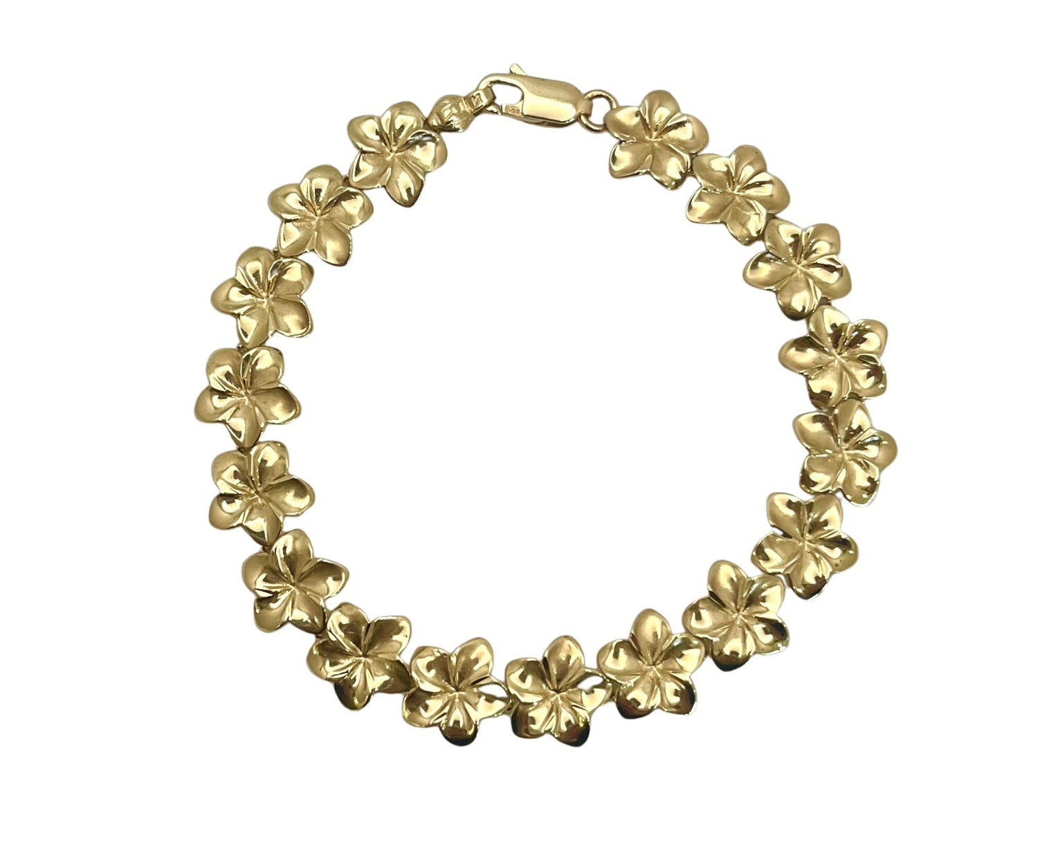 Plumeria Link Bracelet - Yellow Gold
