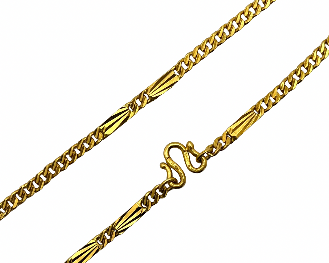 Flat Curb and Fancy Link Chain - Yellow Gold