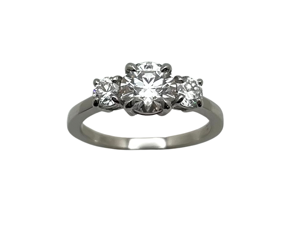 1.60ctw Three Diamond Ring - Platinum