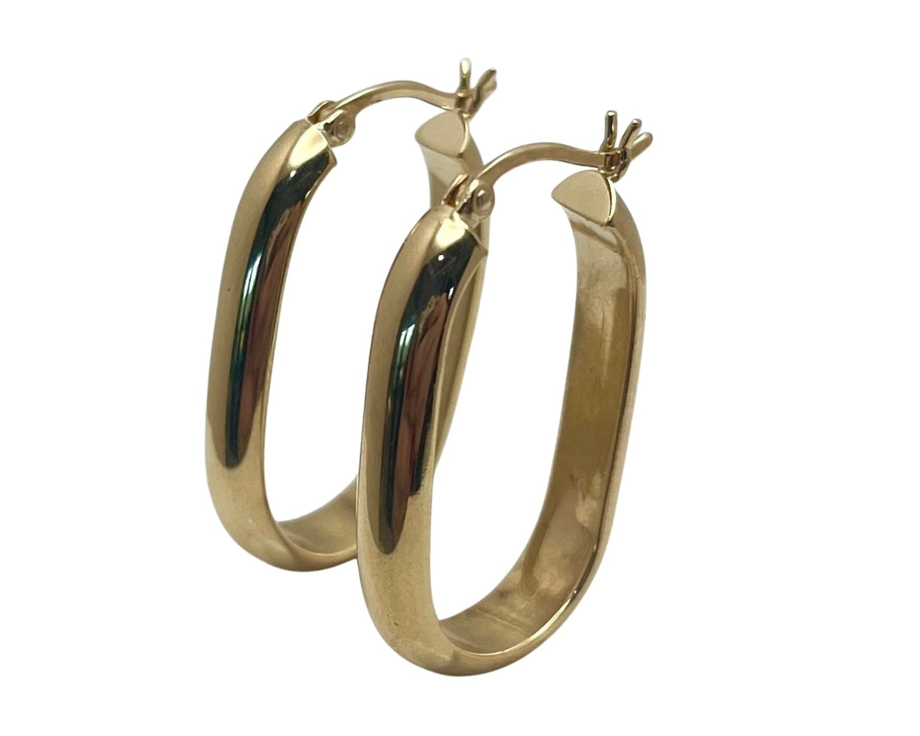 Oval Hoop Earrings - Yellow Gold