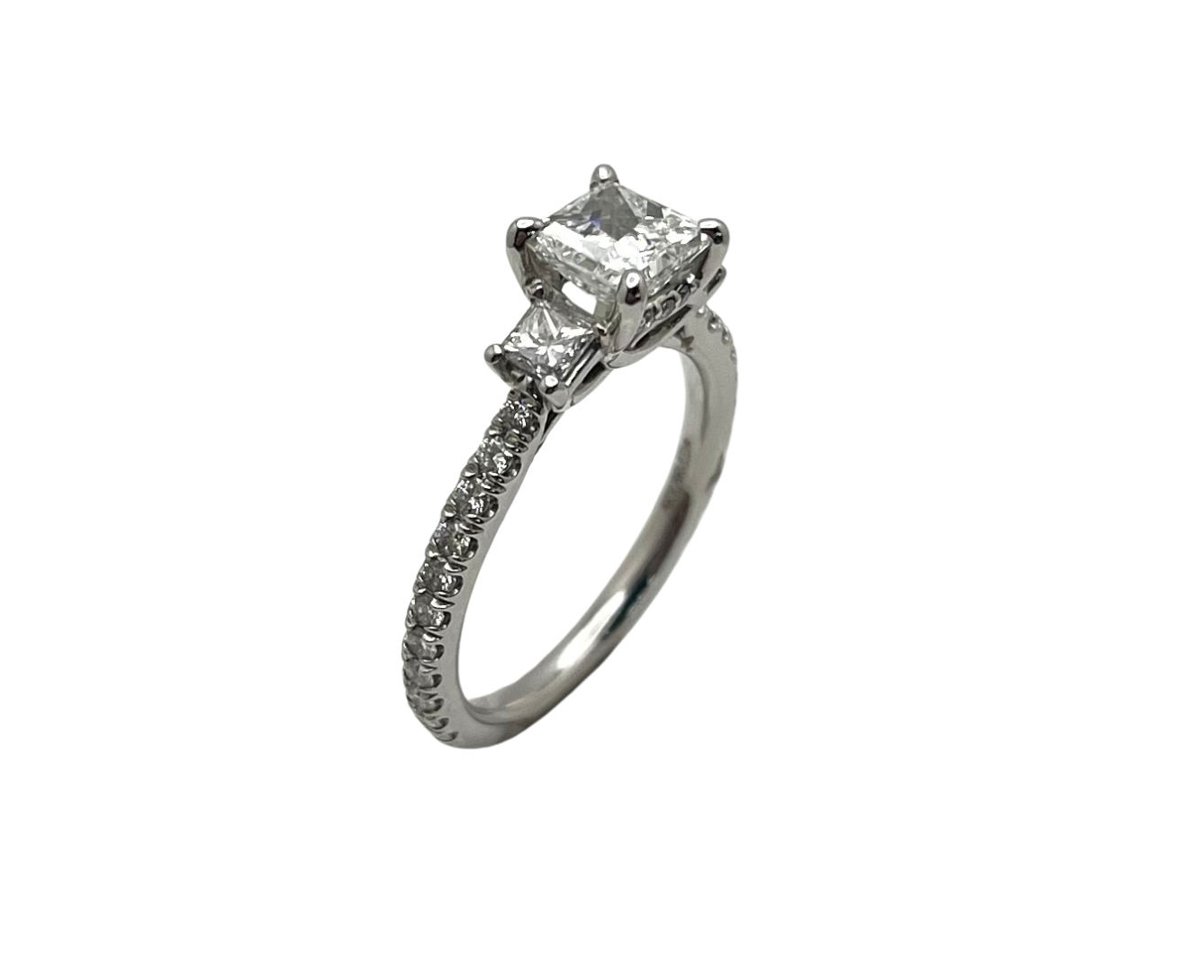 1.7ctw Princess Cut Three Stone Ring with Diamond Accents - Platinum
