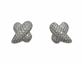 Pave Diamond "X" Shaped Earrings - White Gold