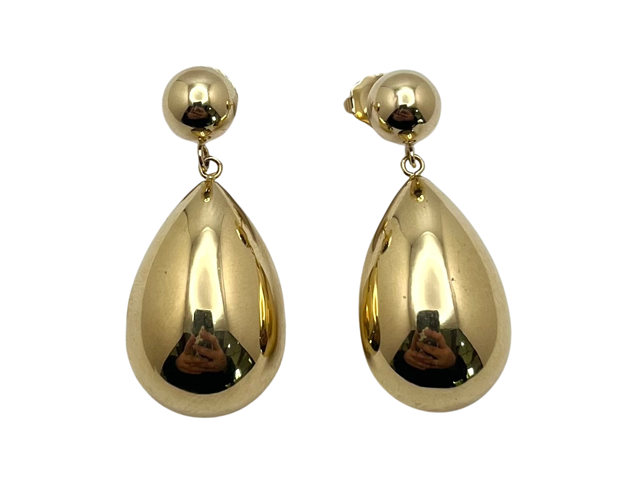 Pear Shaped Drop Earrings - Yellow Gold