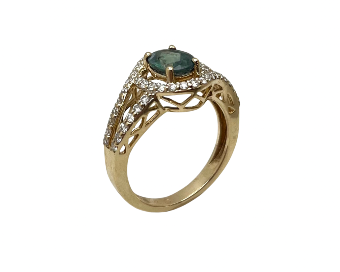 Natural Alexandrite Ring with Diamond Accents - Yellow Gold