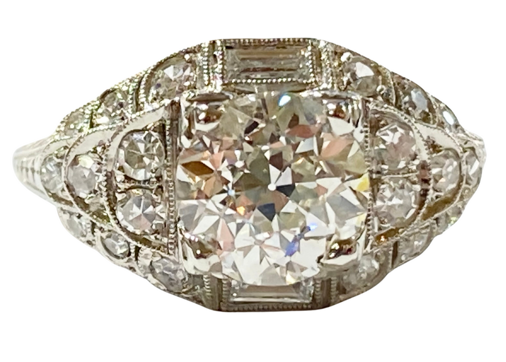 2.09ctw Estate Diamond Ring with Engraving - Platinum