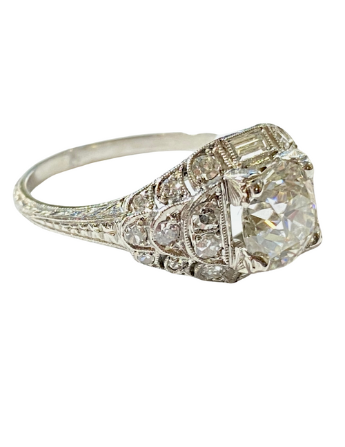 2.09ctw Estate Diamond Ring with Engraving - Platinum