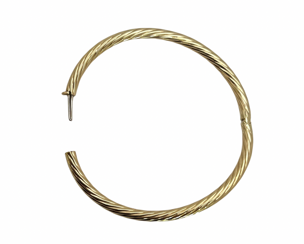 Oval Twist Design Bangle Bracelet - Yellow Gold