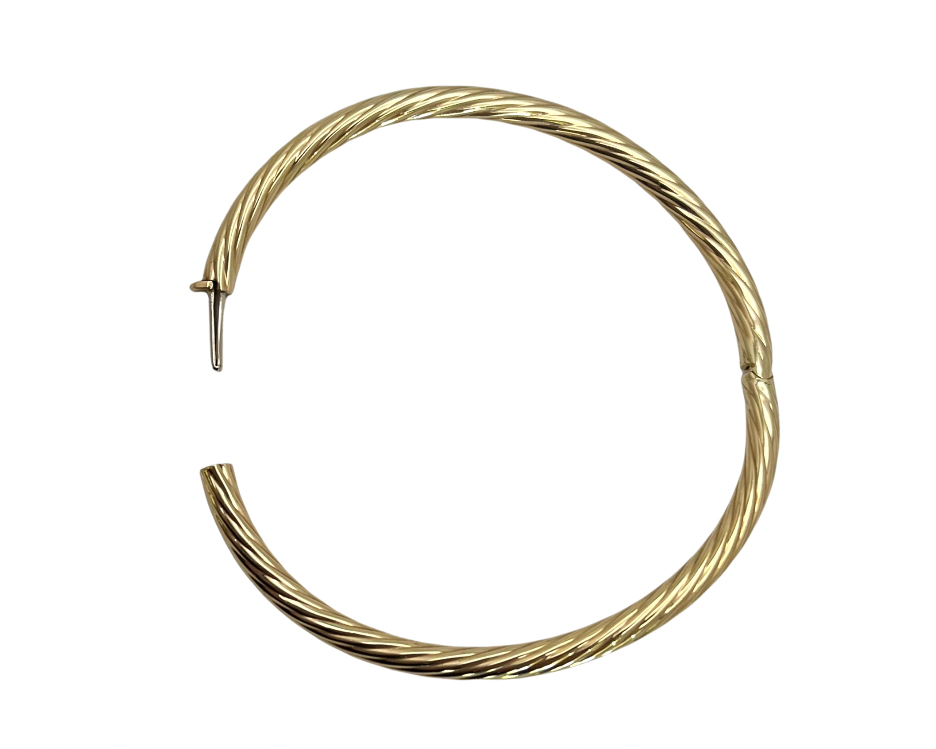 Oval Twist Design Bangle Bracelet - Yellow Gold
